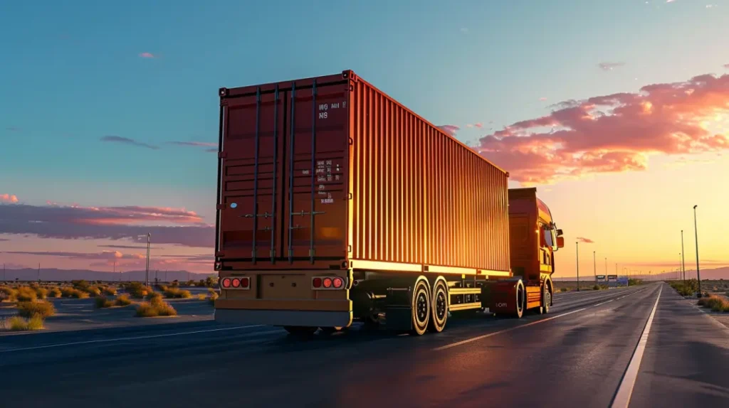 Container truck transporting cleared import cargo on highway in Pakistan